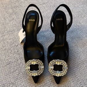 Mango Black Women's Shoes with Silver Embellishment